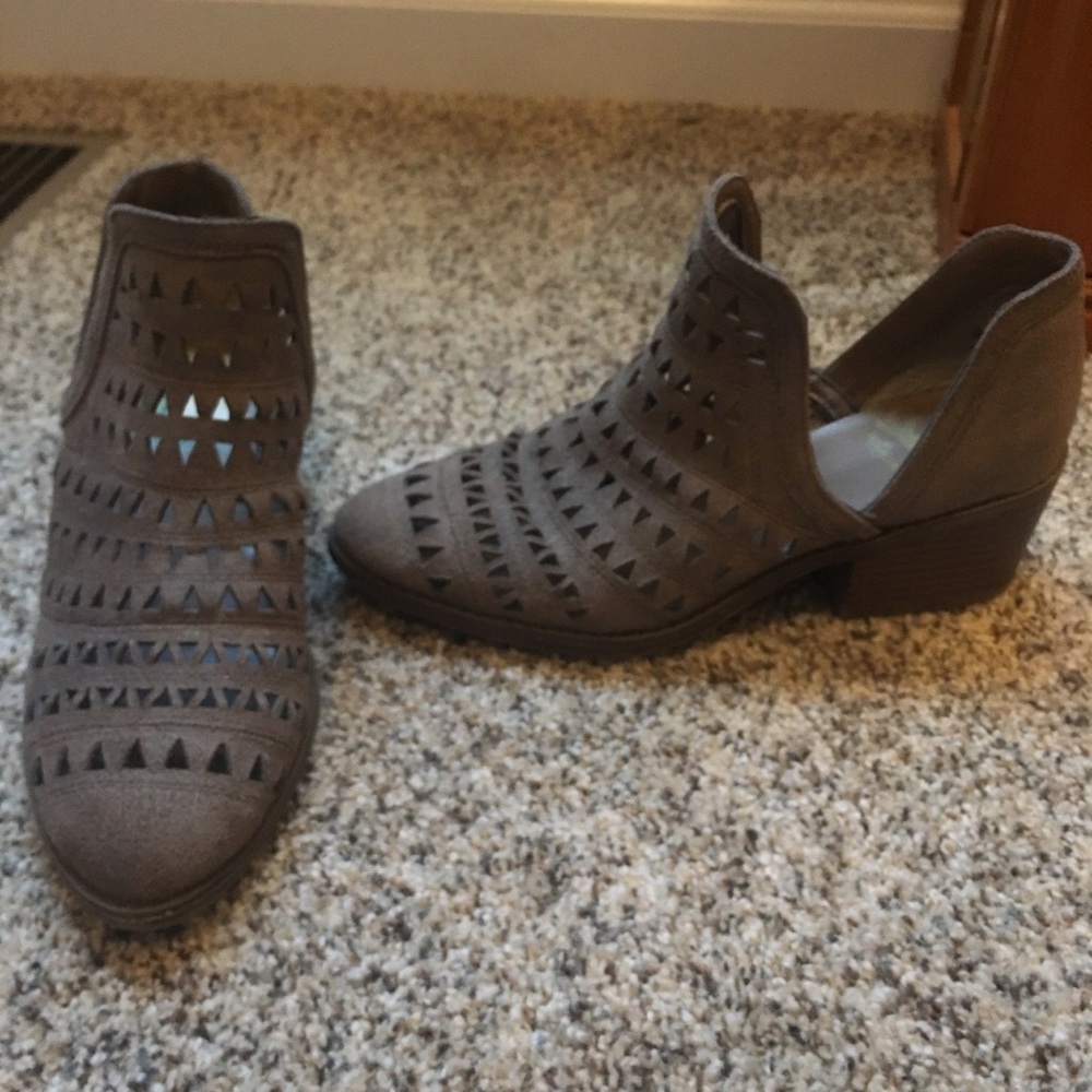 Super cute taupe cut out booties